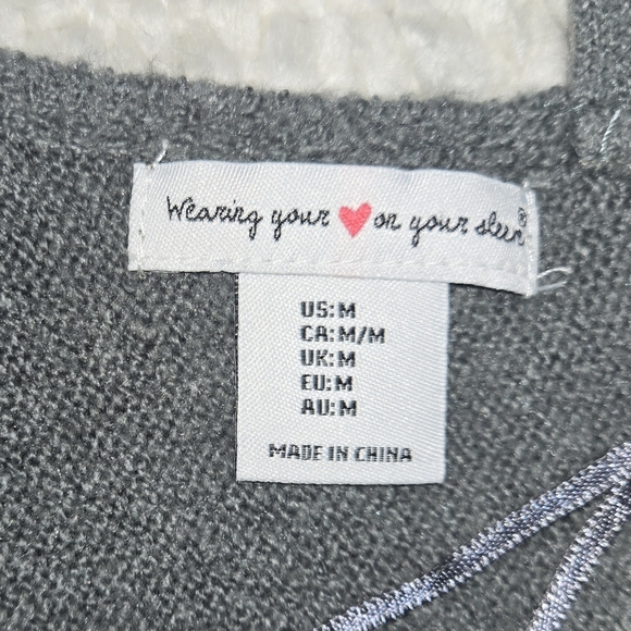 Deep V-Neck Wrap Sweater Dolman Sleeves Gray With Olive Green Hue Size Medium - Picture 9 of 12